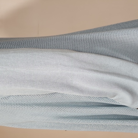 Cracker Barrel Mesh Light Blue Wrap Sweater - Picture 4 of 4